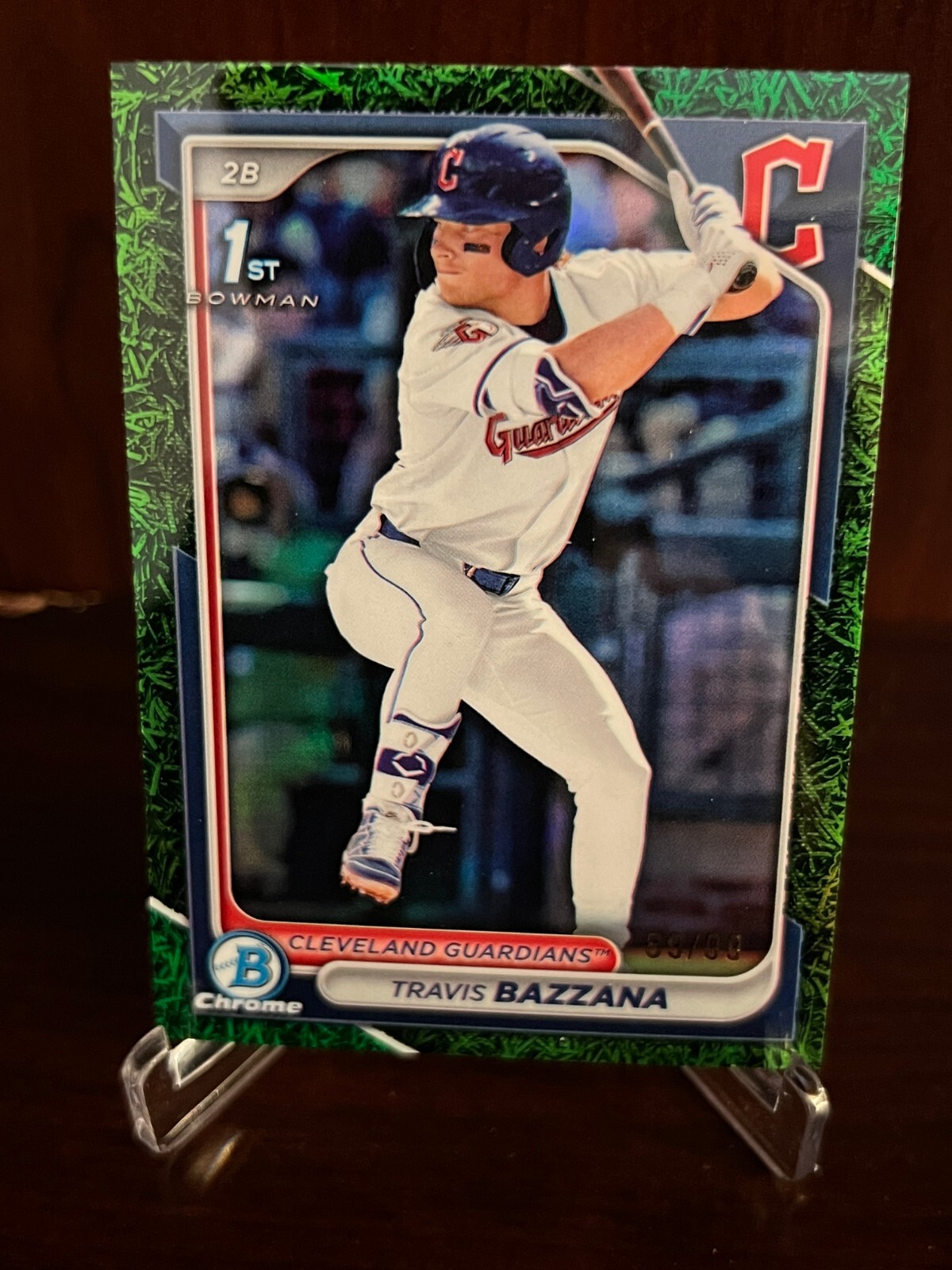 2024 Bowman Draft Chrome TRAVIS BAZZANA Guardians 1st Green Grass /99