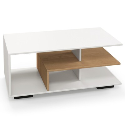 3 Tier Living Room Modern Rectangular Coffee Table L-shaped Middle