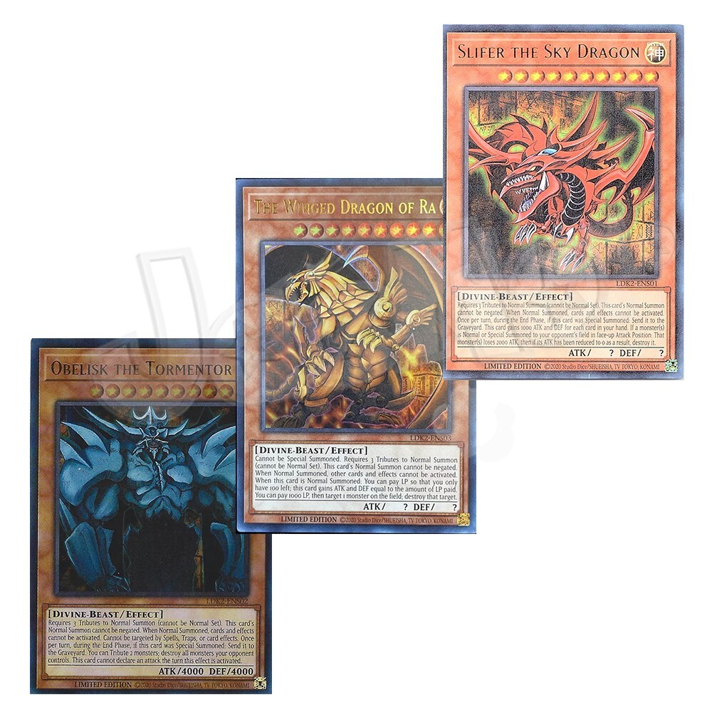 Yugioh - Egyptian God Cards Obelisk Slifer Ra - Limited Ultra Rare - Free  Holo