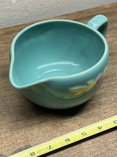Coors Pottery Rosebud Green Medium Handled Batter Bowl ~ w/ tiny crack - Picture 14 of 14