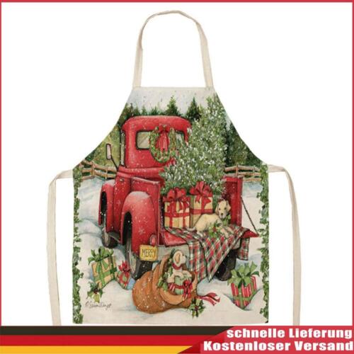 Christmas Car Printed Linen Apron Waterproof Kitchen Cooking Bibs (82x68cm) - Picture 1 of 8