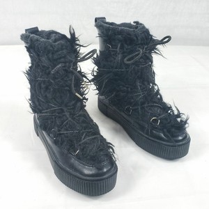 fuzzy lace up boots