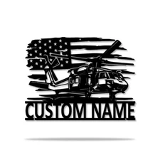 Personalized US Black Hawk Helicopter Metal Signs, Custom Helicopter Wall Decor