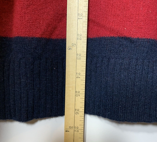 Abercrombie & Fitch Sweater Mens M Wool Stripe Navy Burgundy Embroidered Moose - Picture 5 of 10