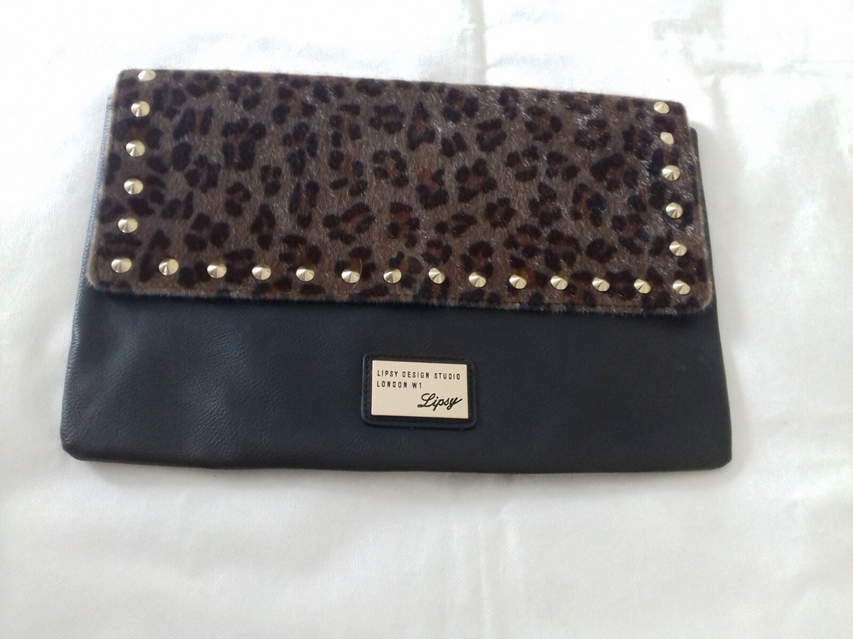 Lipsy Black Animal Print Clutch Bag