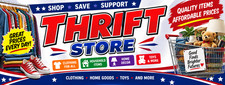 3ft x 8ft THRIFT STORE Vinyl Banner- Free Shipping CAN BE PERSONALIZED 