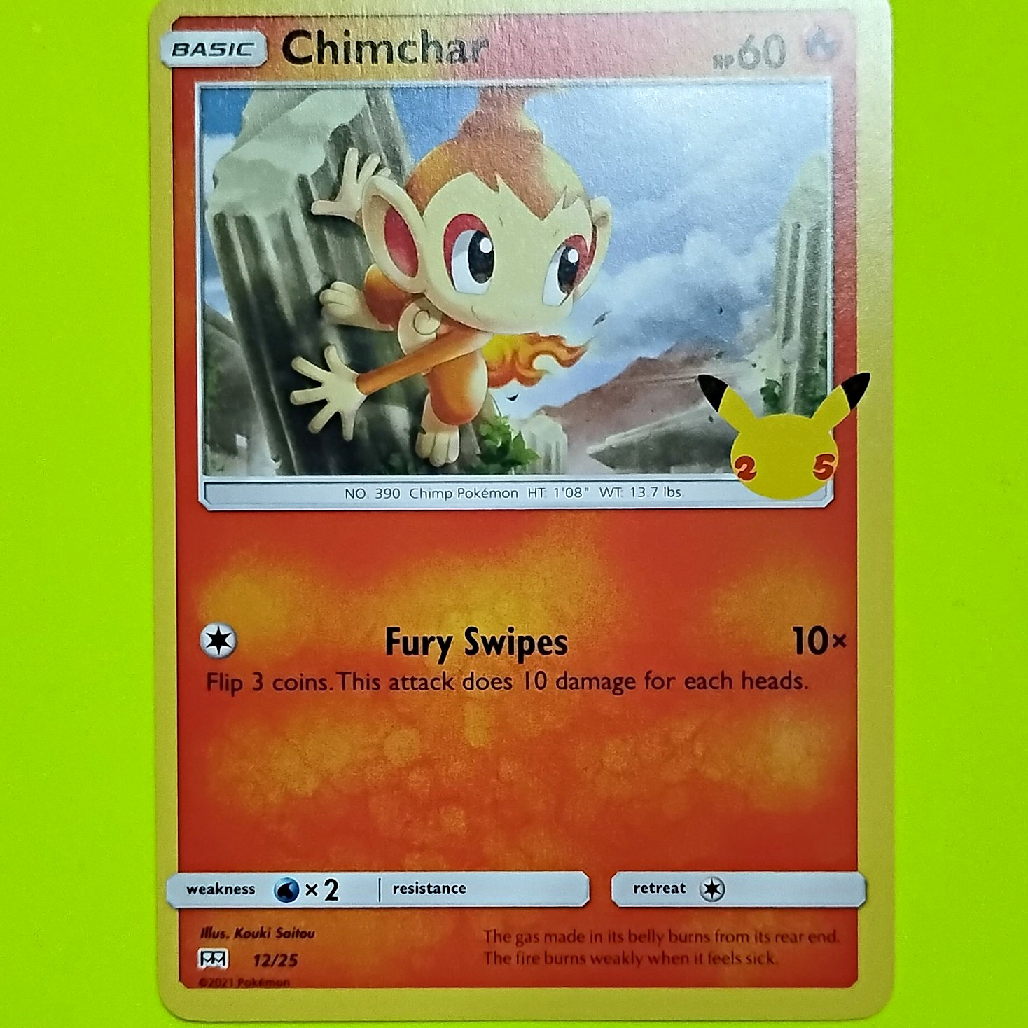 Pokemon Company Chimchar 12/25 McDonald's 25th Anniversary 2021 EN Holo Promo