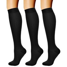 Compression Socks 3 Pairs 15-20 mmHg Circulation Support L/XL Black