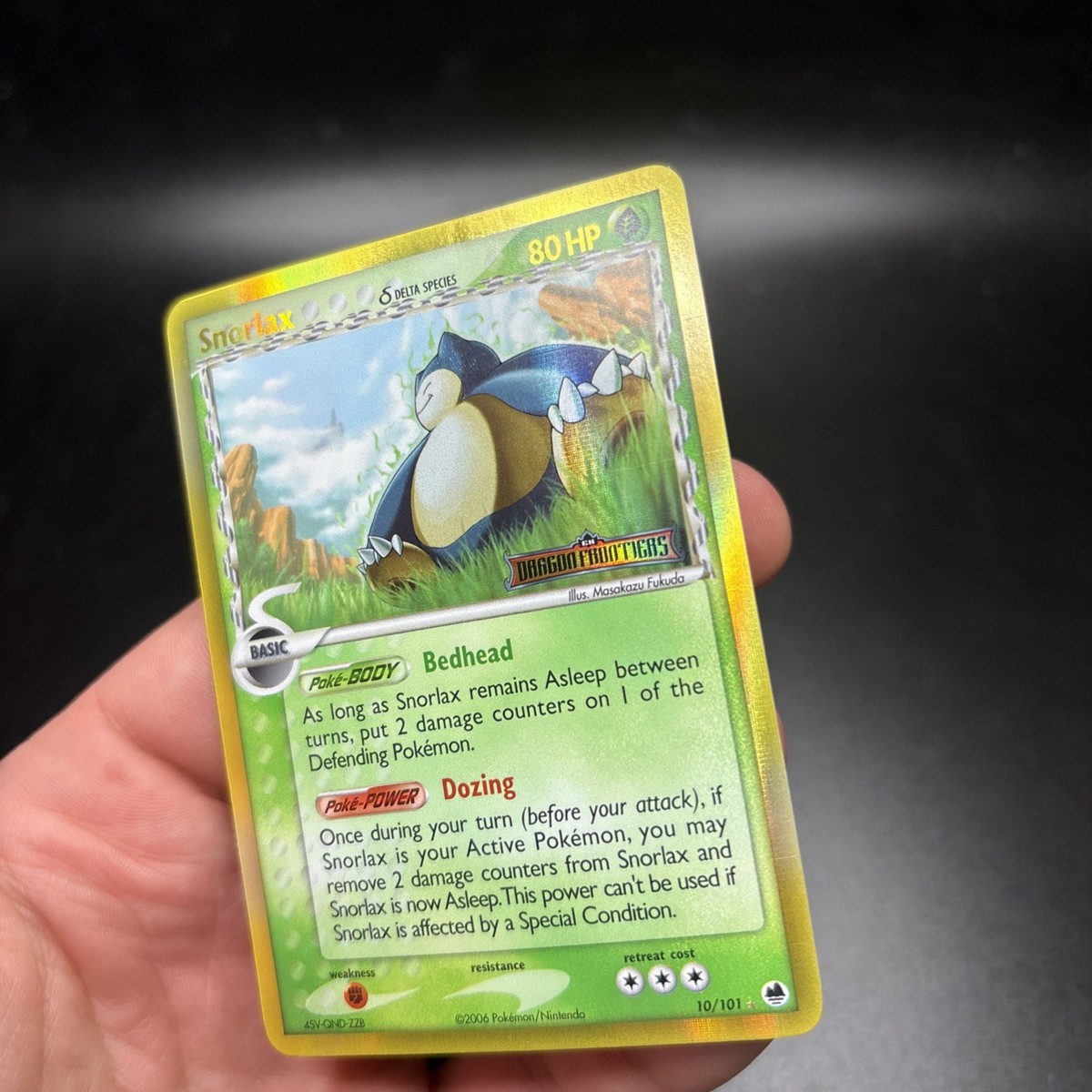 Pokemon Snorlax 10/101 Delta Species Dragon Frontiers Stamped