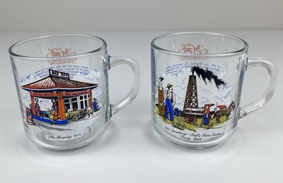 2 Gulf Oil And Gas Roaring 20's Glass Coffee Mugs The Gulf Collector's Series