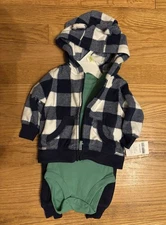 NWT Carter’s Baby Boys Plaid 3-Piece Fleece Outfit - Size 3 Months