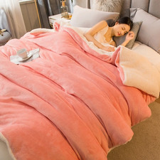 Cozy Double-Sided Wool Throw Blanket for Winter - Queen Bedspread Camping Use