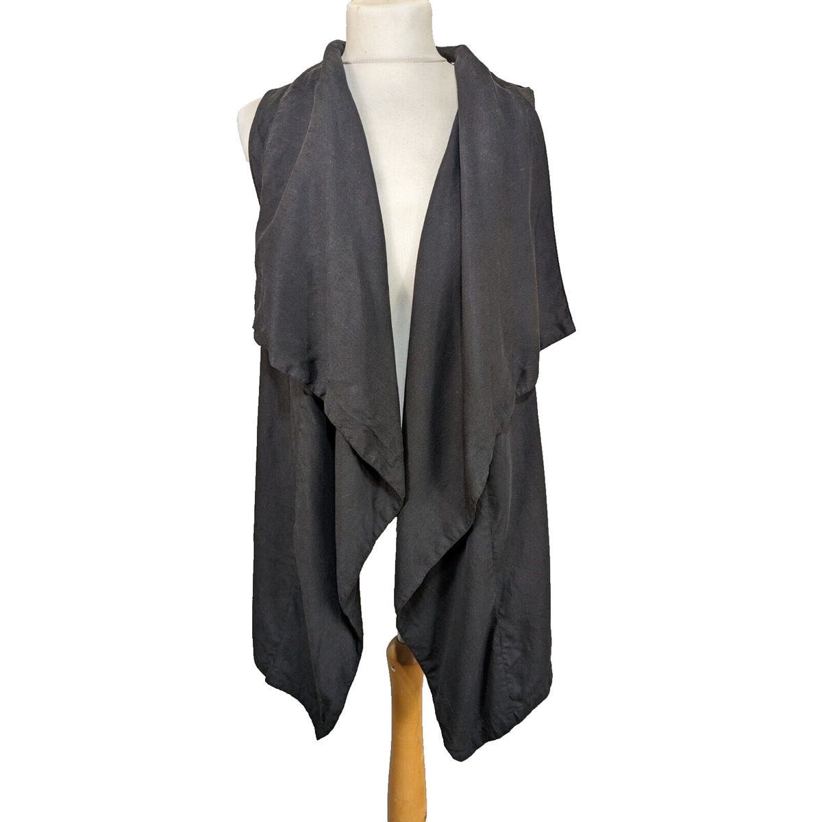 Mint Velvet Ladies Waistcoat Size 10 Black Waterfall Zip Pockets Boho  Oversized