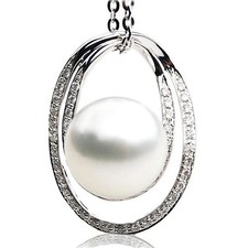 10mm South Sea Pearl Timeless pearl pendant with diamond accent Pacific Pearls®