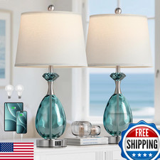 Hamucd Coastal Glass Table Lamps Set Of 2 3-Way Dimmable Touch Control Nautical