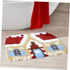  Cute Gingerbread House Christmas Rug for Bathroom Kitchen Decorations Festive 