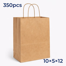 Kraft Paper Bags with Handles 10 5 12/Brown/Bulk 350 pcs