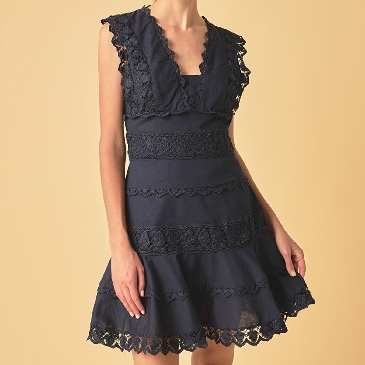 NWOTRevolve Endless Rose PLUNGING NECK LACE TRIM MINI DRESS womens size large NWOTRevolve Endless Rose PLUNGING NECK LACE TRIM MINI DRESS womens size large