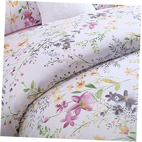 Floral Bedding Set King Size Duvet Cover Set 100% Soft & 3pc-King Multicolor