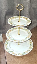 Duchess 3 tier china cake stand Greensleeves green & yellow floral