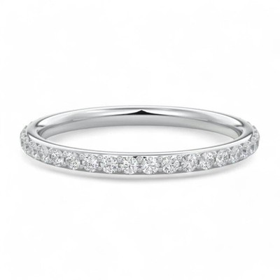 1.05 Ct Round Cut Natural Diamond 14K Real White Engagement Eternity Band Ring