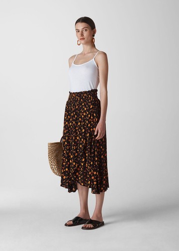 Whistles Black Aster Floral Wrap Skirt UK 6 - Picture 10 of 11