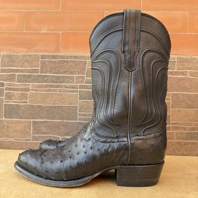 Tecovas Herren The Wyatt Ostrich Größe US 8,5 D Mitternacht Leder Stiefel #549