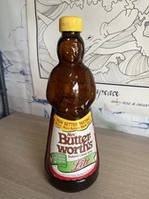 Mrs. Butterworth Lite Syrup Glass Bottle, Vintage, 10" Tall Plastic Cap