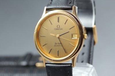 Vintage OMEGA De Ville Cal.1332 Kronenaufzug Gold Quartz Herrenuhr JAPAN