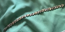 Sterling Silver 925 14K GOLD Heart Bracelet 7”. 9 Grams