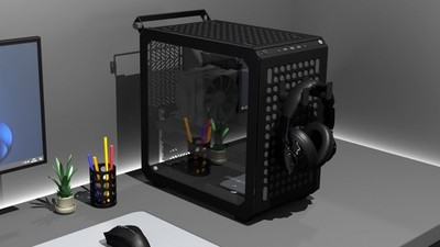 Cooler Master Qube 500 Haken Panel Halterungen für Kopfhörer, Gamepad, Tastatur.