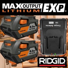 2PACK For Ridgid 18V R840085 8.0Ah Lithium-ion Battery / Charger 18Volt R840087
