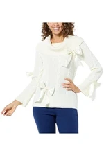 C Wonder by Christian Siriano Women's Multi Bow Sweater Chalk