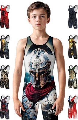 Exxact Sports Sublimated Youth Wrestling Singlet for Boys, Premium Singlets