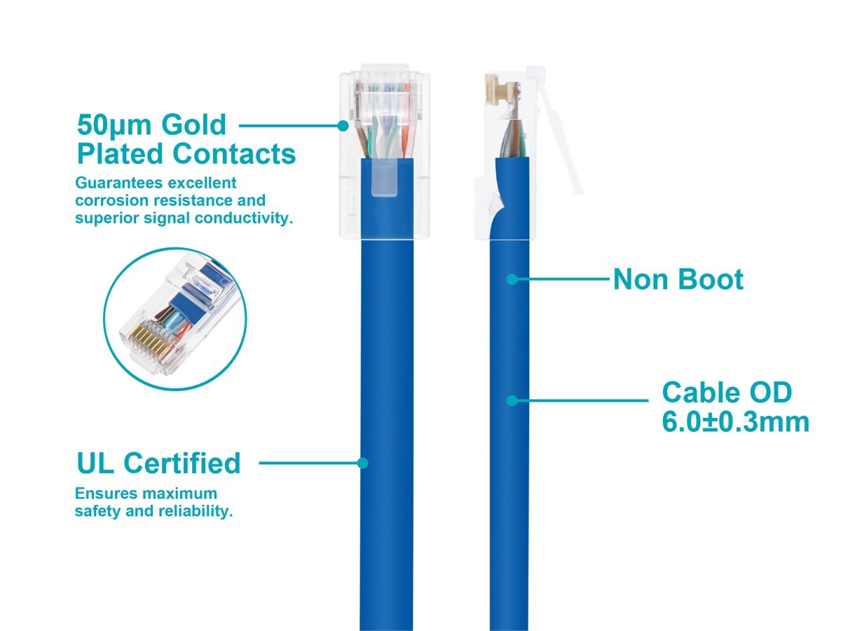 Monoprice Cat6 Ethernet Patch Cable - 3ft - Blue, RJ45, 550Mhz, UTP, 24AWG