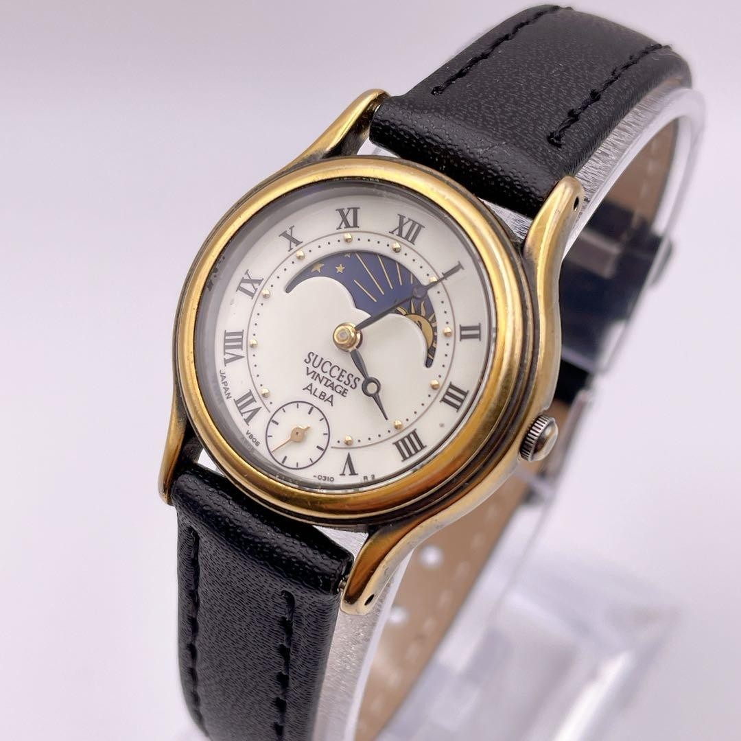 Seiko Alba Success Vintage V806-0170 Sun & Moon Phase Quartz Watch