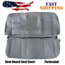 2PC For 2002-2007 Ford F250 XL XLT Rear Bench Perforated Leather Seat Cover Gray