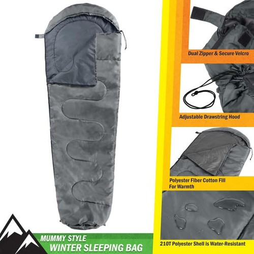 Mummy Sleeping Bag - Adult Cold Weather Sleeping Bag Rated to 25°F - Waterpro... - Picture 2 of 6