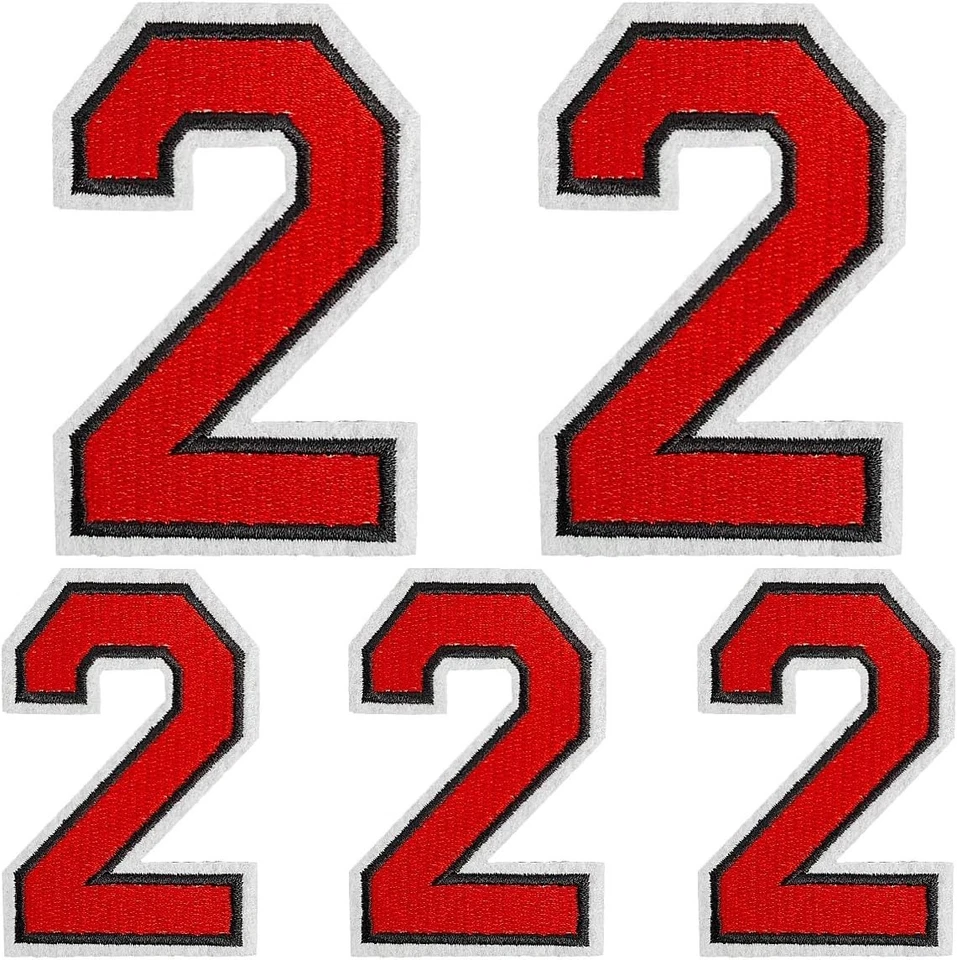 High-Quality Red Iron-On Embroidered Numbers Patches - Easy to Apply & Versatile - Image 3 of 4