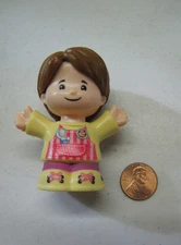 New Fisher Price Little People Ice Cream Girl W/ Brown Hair Worker Apron