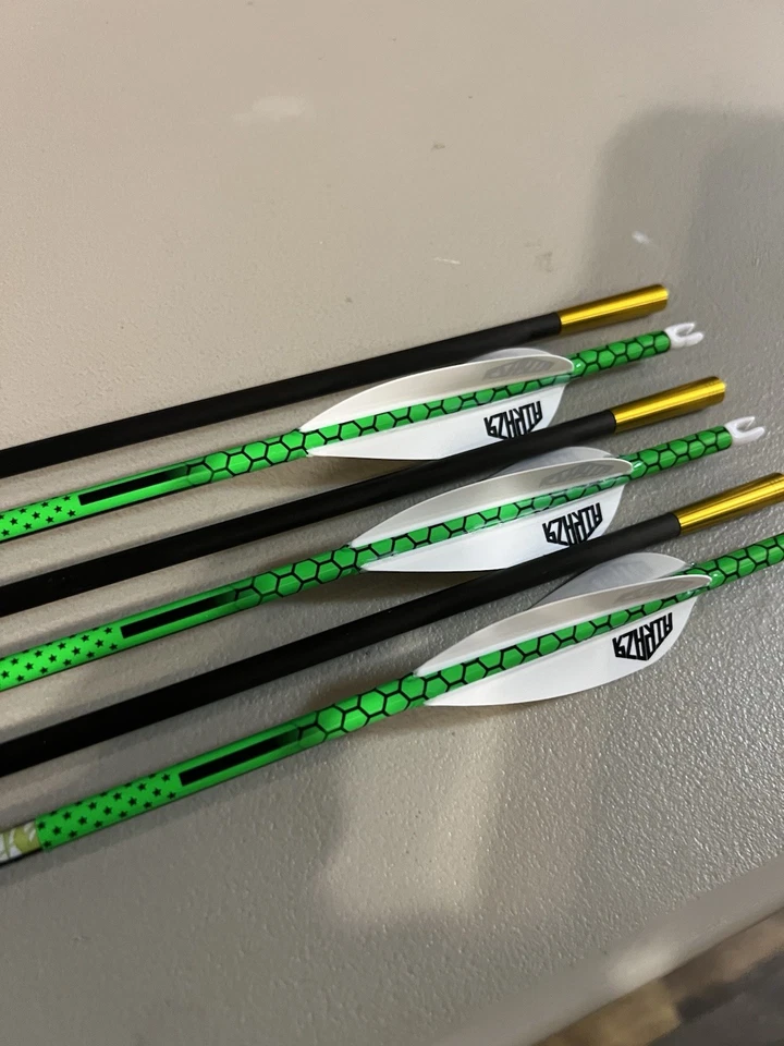 6 Gold Tip Pierce Arrows - 26 Inches Carbon To Carbon - Cut To .003 Straightness - Image 2 of 3