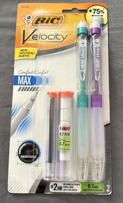 BIC Velocity 0.7 mm HB (#2) Pencil - Black Lead/Assorted Barrel (2/PK) New