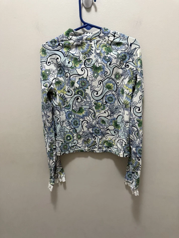 Janie and Jack Niñas Manga Larga Natación Protección Antierupciones Top Talla 7 Azul Verde Floral Foto 4 de 4