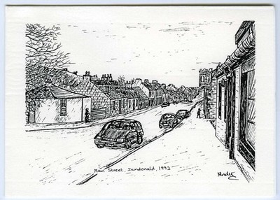 Dundonald Historical Society gefaltete Papierkunstkarte - Autos auf der Hauptstraße 1993