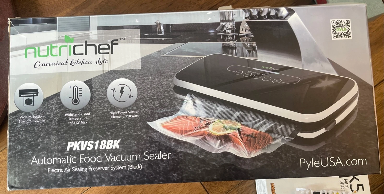 Nutri Chef PKVS18BK Automatic Vacuum Sealer - Black highpower suction element