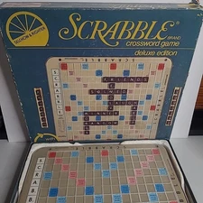 VINTAGE Scrabble Deluxe Edition Complete Tiles Set Turntable 1982 Crossword 71