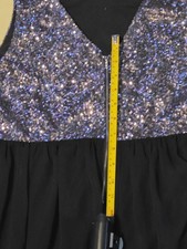 Pinky Size Large Black Sleeveless Lined Dress with Silver Metallic Sequins