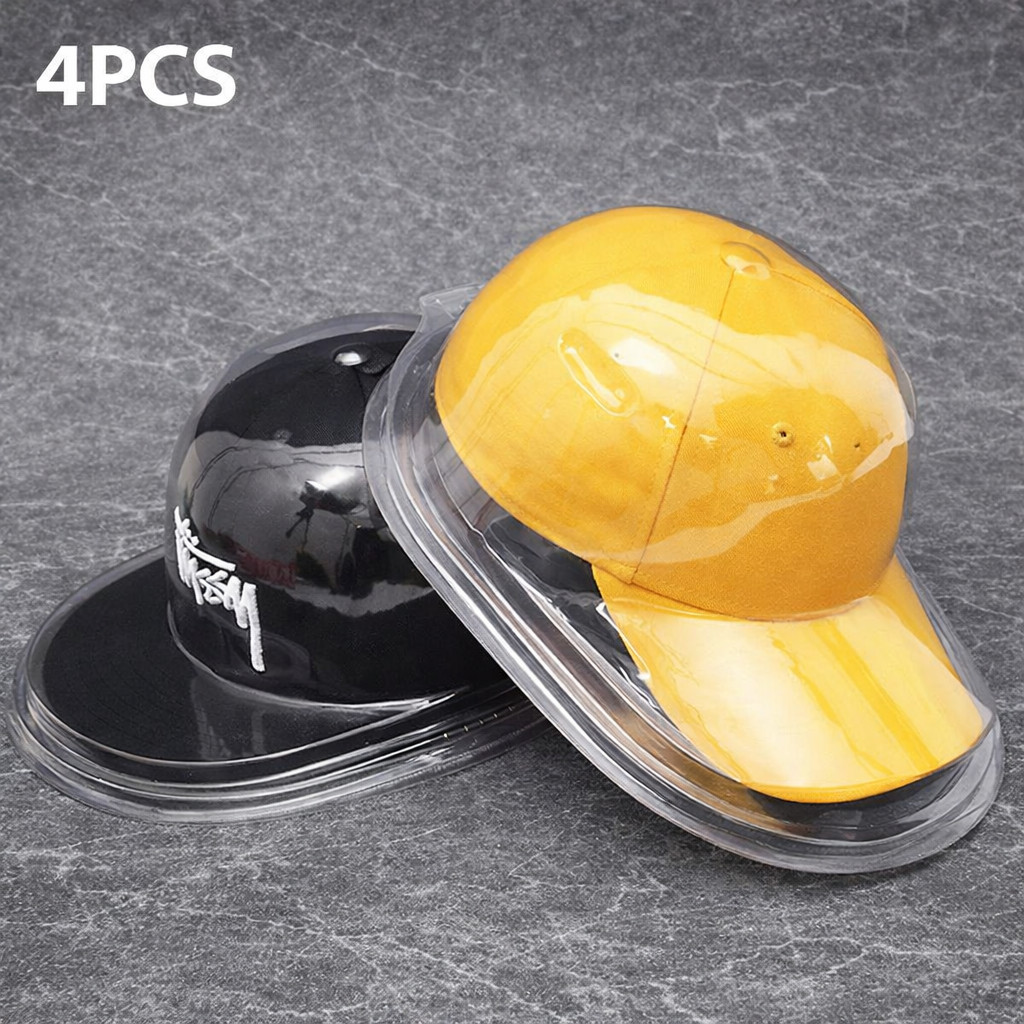 4 X Gorra de béisbol de plástico transparente protectores o vitrina - ala curva
