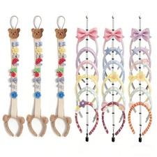 6Pcs Headband and Bow Holder Organizer for Girl - Hanging Headband Beige Black