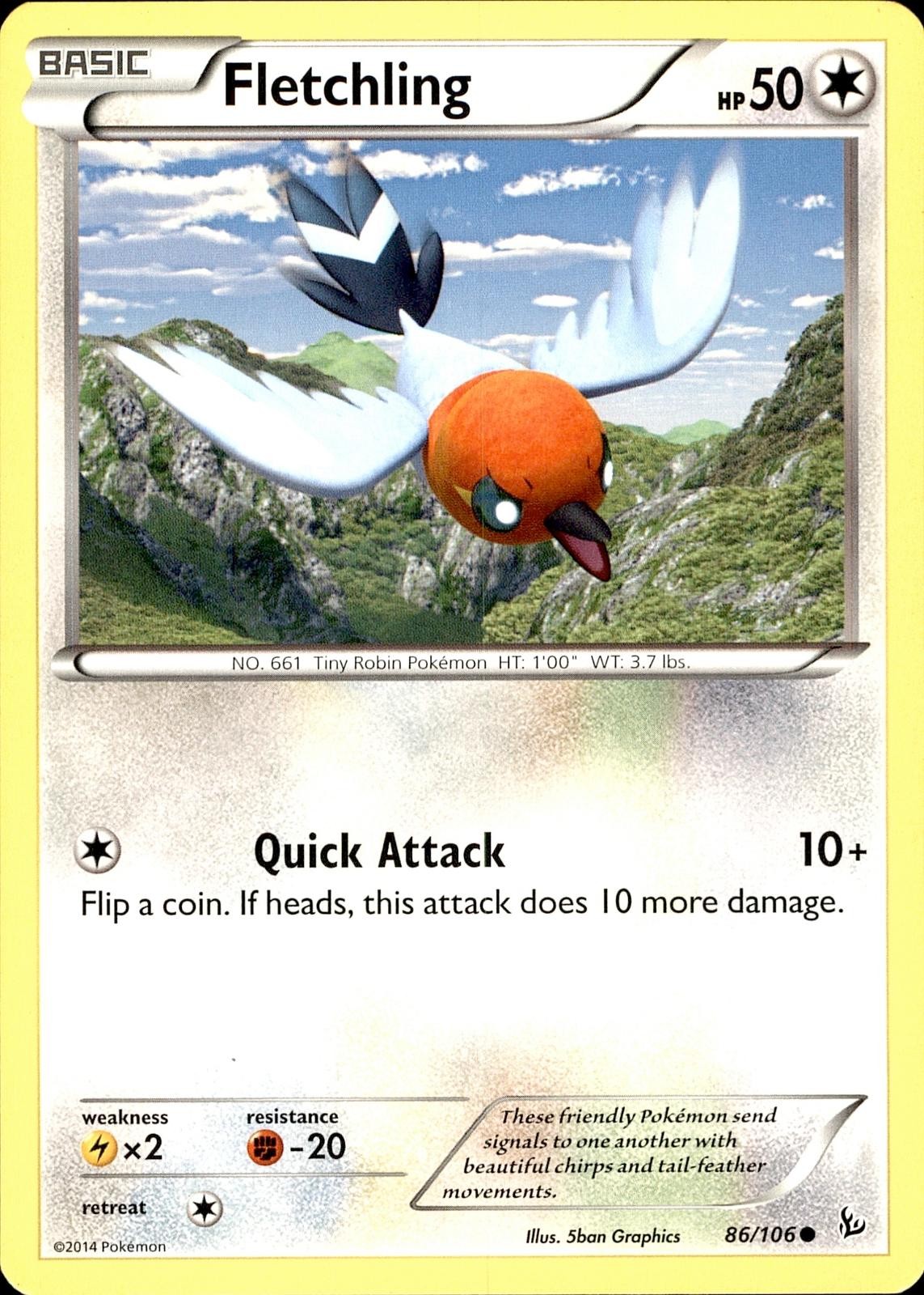 POKEMON FLETCHLING 86 FLASHFIRE 106 COMMON LP
